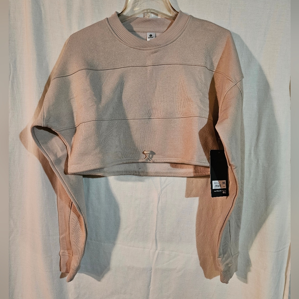 90 Degree By Reflex Brushed Cropped Long Sleeve Shirt Size Medium Chatteau Gray